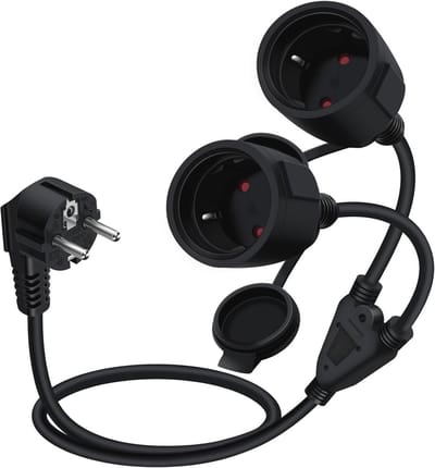 Dubbele Schuko stekker kabel 16A 250V - Korte verlengkabel 1.5m voor keuken en kantoor