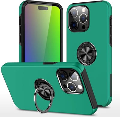 Telefoonhoesje Met Vingerring & Magneet voor Telefoohouders - Hoesje Geschikt voor: iPhone 15 Pro Max - Anti-drop harde cover - Groen