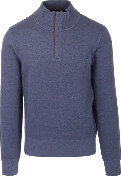 Gant Halfzip Sacker Trui Melange Blauw - Schipperstrui