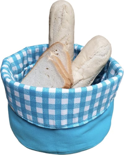 Broodmandje Serveermandje Opbergmandje Trendy Turquoise Geruit / effen Ø 20 cm