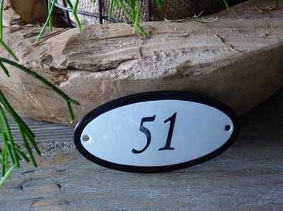 Emaille huisnummer 10x5 wit nr. 51