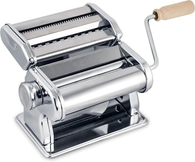 Pastamachine van Chroomstaal met Houten Handvat - Zelf Verse Pasta Maken