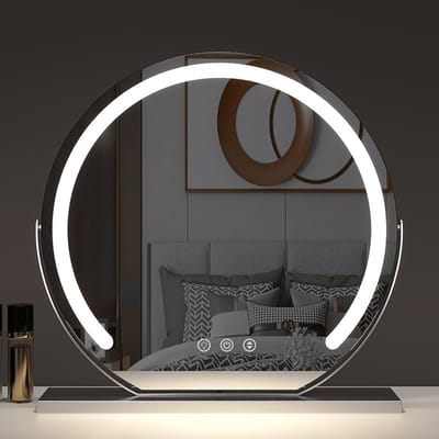 Verlichte Make-up Spiegel - Hollywood Spiegel - Dagelijkse Make-up - Touchscreen Bediening - 60 cm Diameter - Zilver