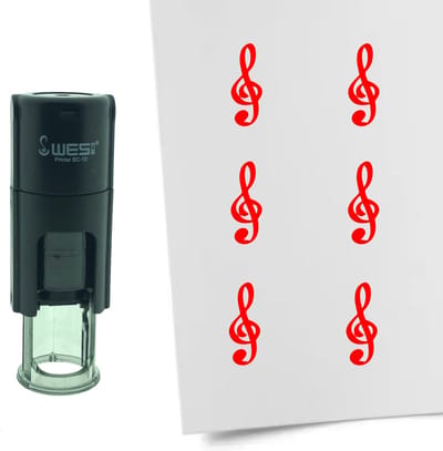 CombiCraft Stempel G-Sleutel 10mm rond - rode inkt