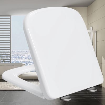 Vierkante Toiletbril - Toiletdeksel WC bril - Comfortabel Zitten - Softclose Mechanisme - 36x44cm - Wit