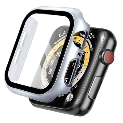 Screen protector - Geschikt voor Apple Watch 4 / 5 / 6 / SE - 44 mm - Full Cover Hard Case / Beschermend Hoesje - Zilver