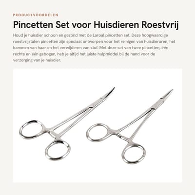 Dailygoods- Pincetten Set Roestvrij Staal - Pincetten Set Hobby - Verzorgingsclips - Reinigingsclips - Geschikt voor Huisdieroren - Duurzaam en Stevig - Verzorgingspincet