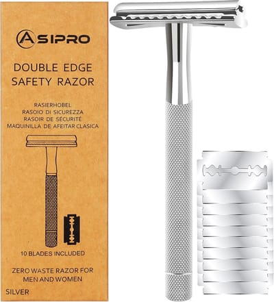 Safety Razor Veiligheidsscheermes RVS – Herbruikbaar – Antislip Handvat – Inclusief 10 Mesjes