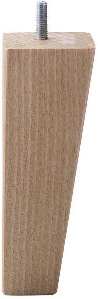 Meubelpoot vierkant 6 bij 6 cm en hoogte 17 cm van massief hout (M10) - Set van 4 stuks