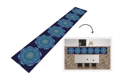 Keukenloper - Loper keuken - Mandala - Blauw - Patronen - 300x50 cm - Keukenloper vinyl