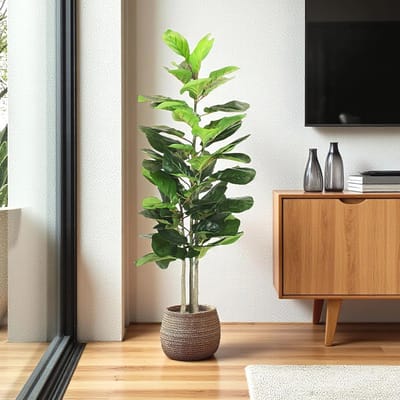 Kunstplant Ficus Lyrata 115 cm - Realistische Kunstplant voor Woonkamer en Balkon
