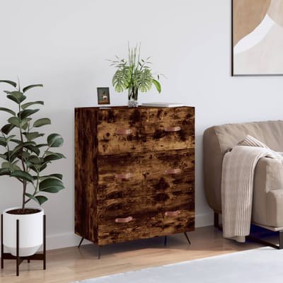 vidaXL - Ladekast - 69,5x34x90 - cm - bewerkt - hout - gerookt - eikenkleurig