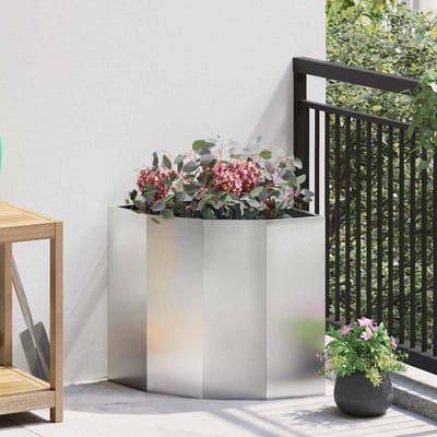 vidaXL Hoek Plantbak zilver 45 x 45 x 50 cm Roestvrij staal