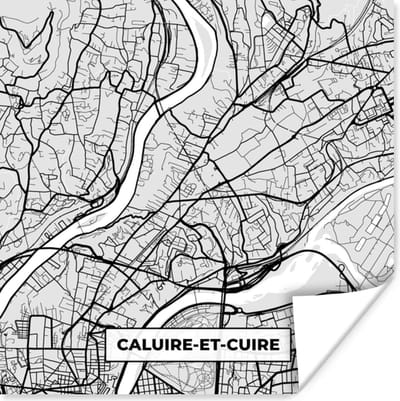 Poster Kaart - Stadskaart - Frankrijk - Caluire-et-Cuire - Plattegrond - 100x100 cm XXL