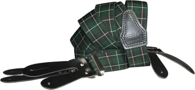 Pierre Mouton - Bretel - Volwassenen - Heren - Tartan - Bretel - met Leertjes - Donkergroen - 120cm - 35mm - M - L