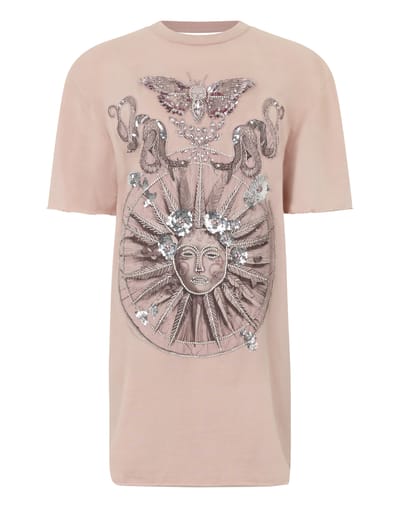 Open Back T-Shirt Dress Butterfly Tattoo