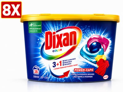 8 x Dixan Wasmiddel Power Caps Color - 16 caps