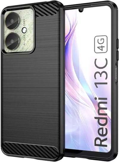 Geborsteld TPU Hoesje Geschikt voor Xiaomi Redmi 13C / Poco C65 | Beschermhoes | Back Cover | Flexibel TPU | Stijlvol Carbon | Dun | Zwart