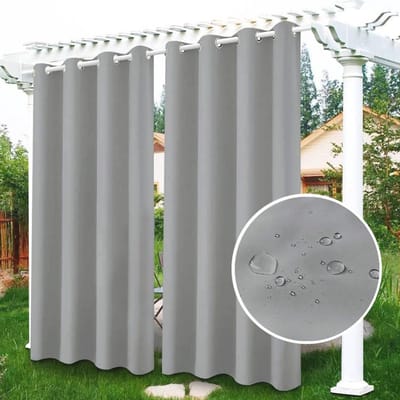 Waterdichte Verduisterende Buitengordijnen - 4 Panelen voor Tuin en Terras - Lichtgrijs