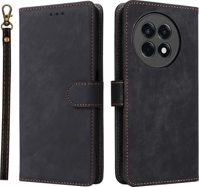 Coverup Hoesje - Geschikt voor OnePlus 13R Hoesje - Coverup Book Case met Koord - Zwart