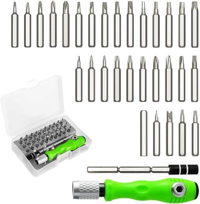 32-in-1 precisieschroevendraaierset met ratel, magnetisch en verstelbaar, voor mobiele telefoon, laptop, camera, speelgoed, bril, incl. kruiskop, sleuf, torx-bits