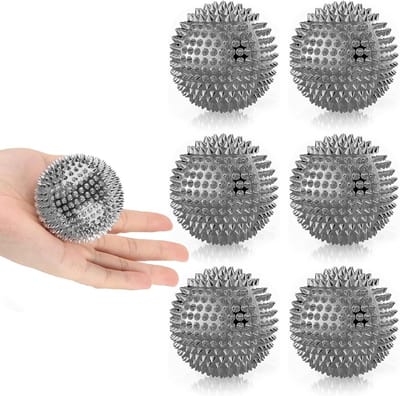Set van 6 acupressuur massageballen voor handen en voeten, 7.5 cm, hard PVC, stress- en pijnverlichting