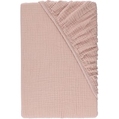 LIVARNO Mousseline hoeslaken 140-160 x 200 cm (Lichtroze)