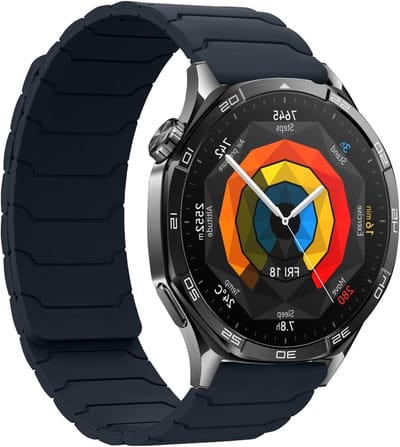 22mm Magnetische Sportband voor Smartwatch, Sterke Dubbele Silicoon Band Geschikt voor Huawei Watch 5, GT 5, GT 4 en 4 Pro in Nachtblauw