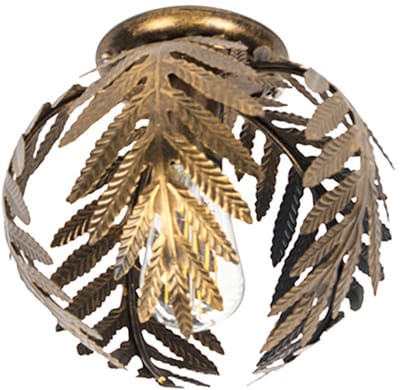 QAZQA botanica - Retro Plafondlamp - 1 lichts - Ø 240 mm - Goud/messing - Woonkamer | Slaapkamer | Keuken