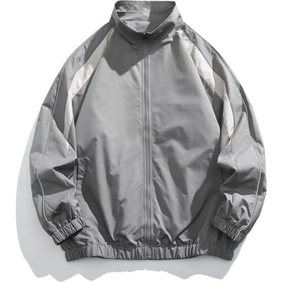 Jas met opstaande kraag Lente en Herfst Heren en Dames Hong Kong Stijl Trend Contrasterende Kleur Losse Baseballjas S grijze kleur