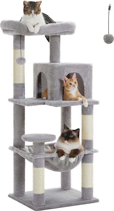 Kattenu ClawCastle - Hoge krabpaal voor katten - Katten krabpaal - Hoge krabpaal - Grijs - Medium