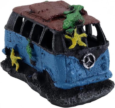 Aquarium schuilplaats - bus wrak ornament - hars - veilig voor vissen en garnalen - ShopVlot