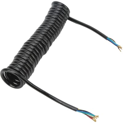 Aanhanger Verlengsnoer Spiraalvormig 12,8ft 20AWG 7-aderig Polyurethaan Koperen Aanhanger Verlengsnoer voor Sleepwagen Camper black