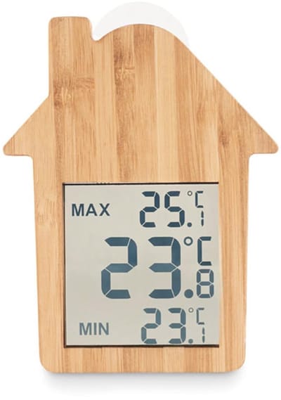 Thermometer voor Thuis - Houten Weerstation met Suction Cup
