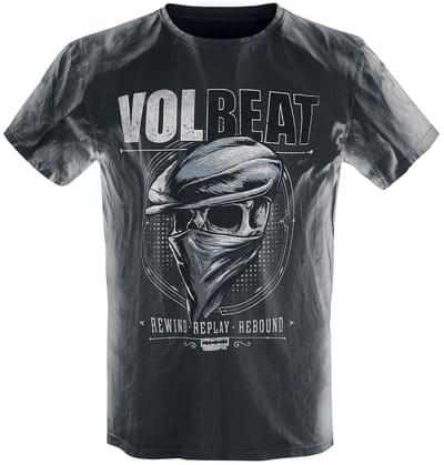 Volbeat T-shirt - Bandana Skull - S tot 4XL - voor Mannen - lichtgrijs-zwart