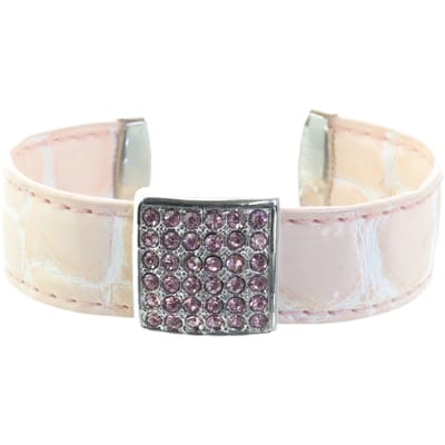 Behave – Armband dames smal – lichtroze krokodillenlook – minimal chic
