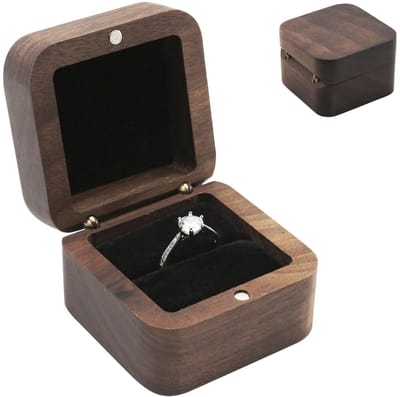 Dailygoods- Ringdoos Hout - Ringdoosje Aanzoek - Presentatiebox - Verlovingsring - Huwelijksring - Compacte Formaat - Juwelenbox