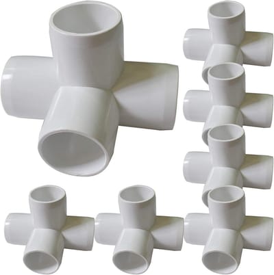 8 stuks 4-weg PVC fittingen 1 inch voor zware meubelbouw en constructie