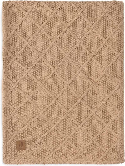 Jollein - Deken Ledikant 100x150cm - Dekentje Baby - Check Knit Biscuit/Teddy Fleece