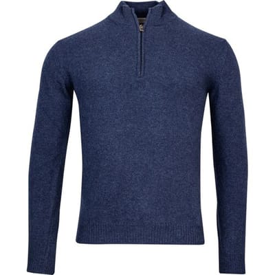 Thomas Maine Trui Half Zip Single Knit Merino Cashmere Dark Blue / male