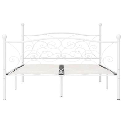 vidaXL - Bedframe - met - lattenbodem - metaal - wit - 140x200 - cm