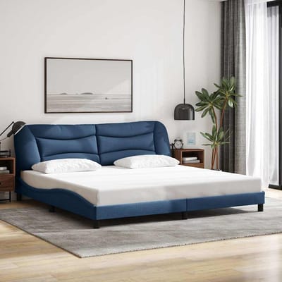 vidaXL - Bedframe - zonder - matras - "Hvar" - stof - blauw - 200x200 - cm