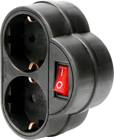 Benson Stopcontact duo - 2 voudig - randaarde - schakelaar - zwart