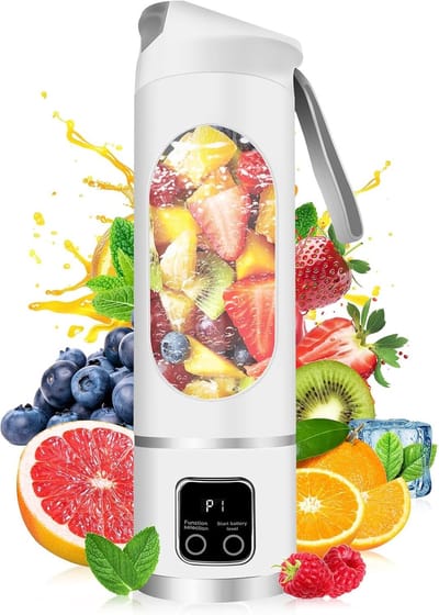 Sapcentrifuge- sapcentrifuges groenten en fruit-Draagbare elektrische USB-sapcentrifuge - 500 ml - Miniblender - Draagbare blender - voor shakes en smoothies - 12 messen, perfect voor het mixen - Compact - Handig - Veelzijdig (wit - 25,5 * 8 * 8)