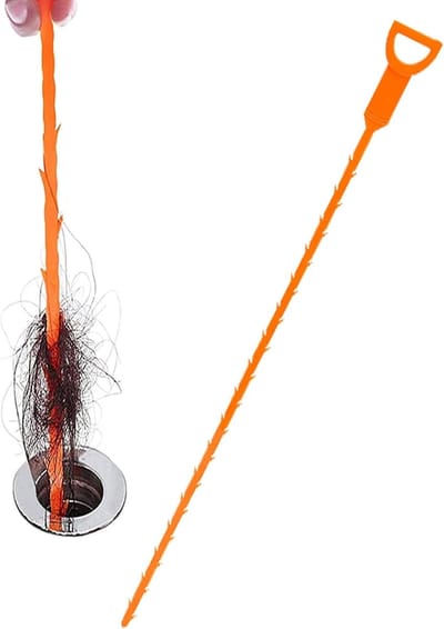 Haarafvoerverwijderaar - Gootsteenontstopper Haak - Afvoer Ontstoppen - Flexibel Ontwerp - 50.5 cm - Oranje