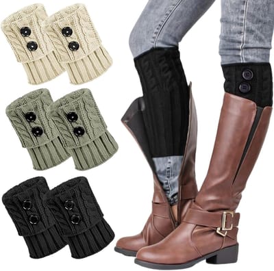 3 Paar Dames Beenwarmers, Warme Winter Boot Cuffs, Zachte Knitted Enkelwarmers voor Ballet, Yoga en Schaatsen