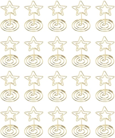 Dailygoods- Sterren Tafelnummerhouder - Fotohouder - Kaarthouder - Metalen Draad - Robuuste Basis - Set van 20