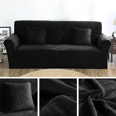Dikke pluche L-vormige bankhoes Woonkamerhoekbankhoes Sectionele stretch elastische bankhoes Canap Chaise Longue Part BB  185-230cm