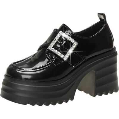 Schoenen Vrouw Mode Gespsluiting Dames Hoge Hakken Platform Casual Pumps Vrouwen Kristal Ronde Neus Hoge Hakken Schoenen Vrouwen 40
