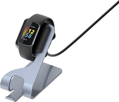 Strap-it oplaadstation - Docking station geschikt voor Fitbit Charge 5 / Fitbit Charge 6 / Fitbit Luxe - zilver-grijs